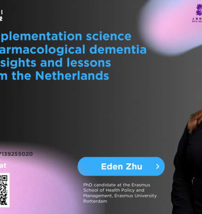 A poster of the event titled " Bridging implementation science and non-pharmacological dementia research: Insights and lessons learned from The Netherlands" 